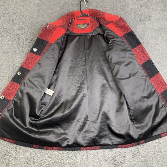 Pendleton Coat Mens Medium Wool Blend Buffalo Plaid Snap Front Crest Patch - Picture 9 of 16